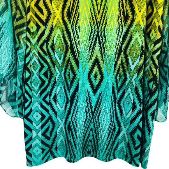 Style & Co Women's Plus Size Tunic Size 3X Green Diamond Flowy Drape Wide Sleeve - Picture 9 of 9